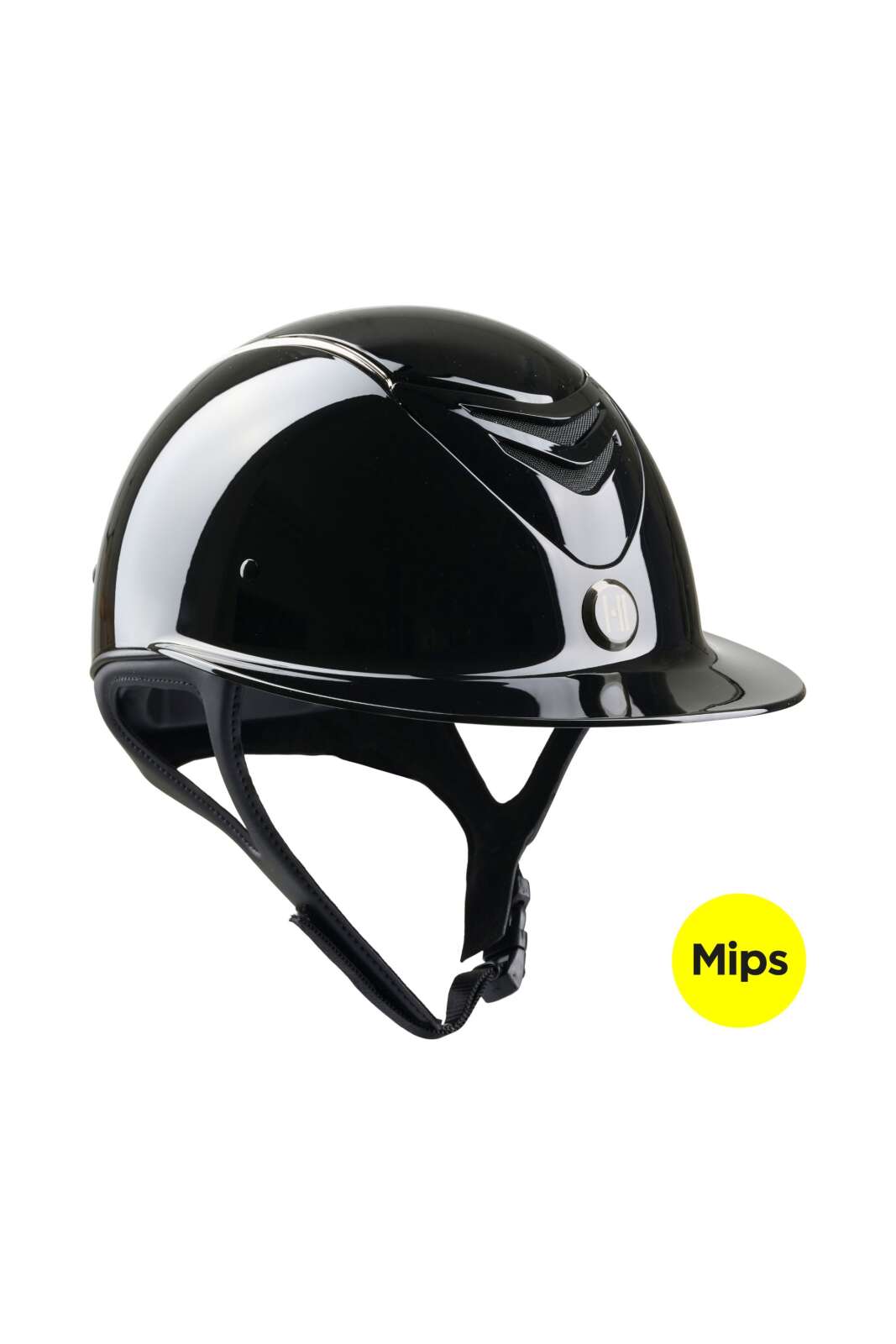 One K MIPS Avance Reithelm - glänzendes Oberteil, Chrom Pipe