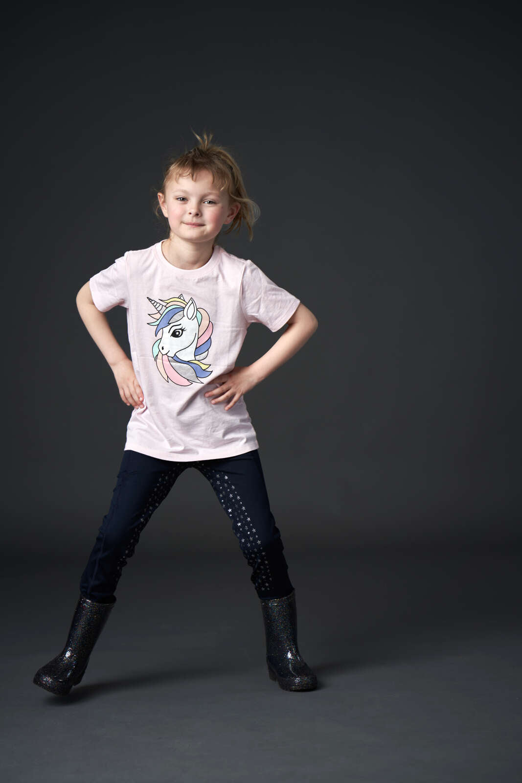 Equipage Molly kids’ riding tights, glitter star full grip