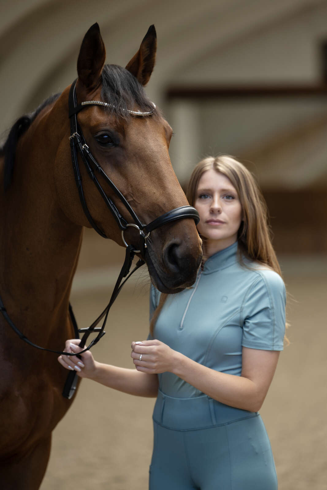 Equipage Awesome kortærmet ridebluse med lynlås