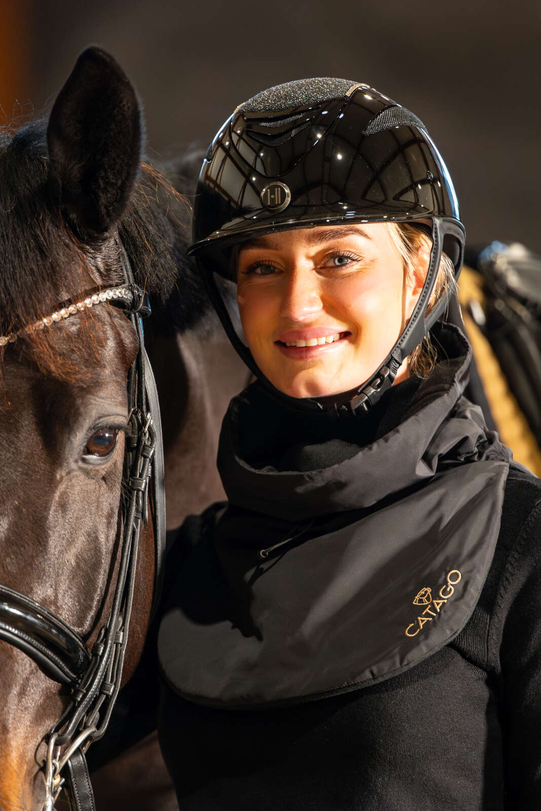 One K Defender Pro riding helmet - glitter top,  swarowski pipe