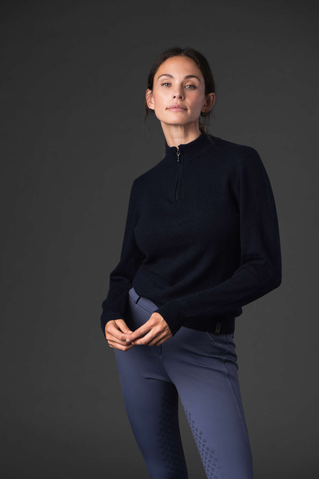 CATAGO Victoria strikket ridebluse med half-zip