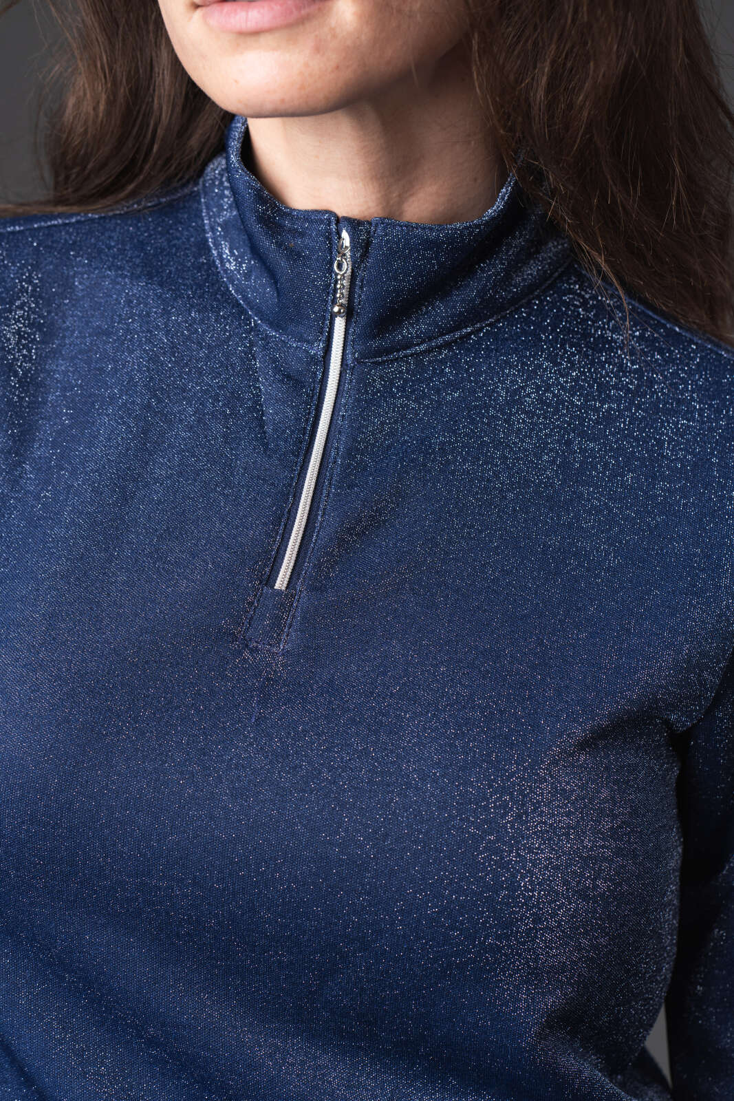 Equipage Shimmer langærmet ridebluse m/ halv lynlås