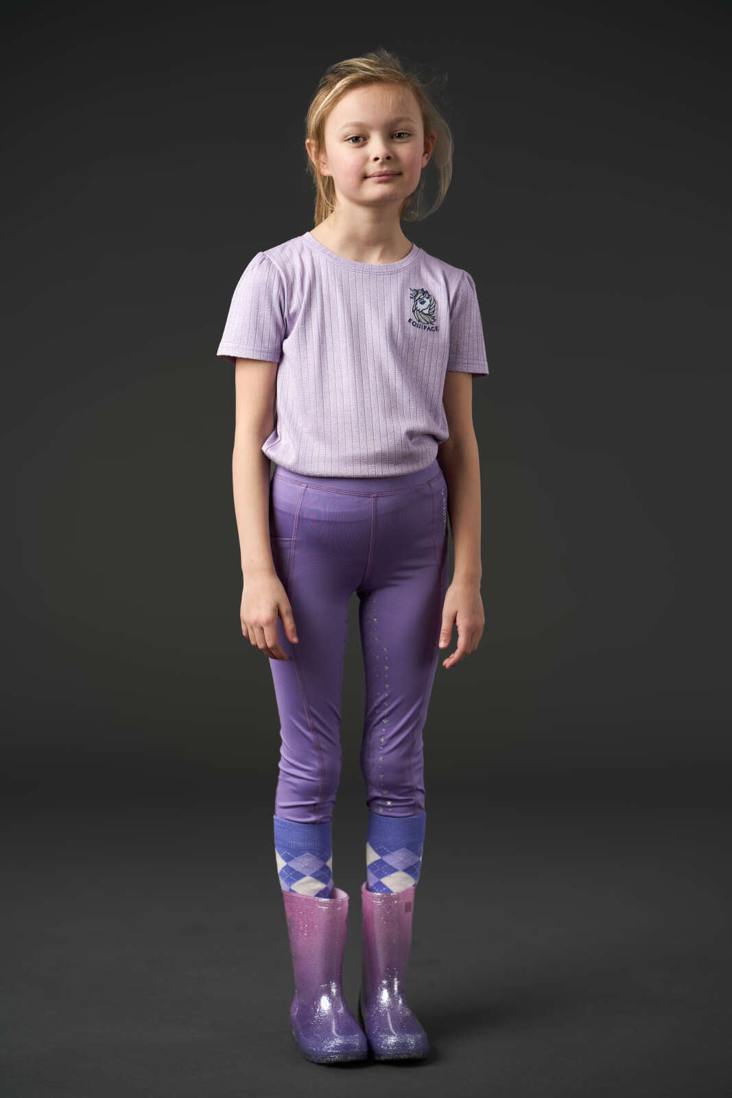 Equipage Molly Glitter-ridetights med fullgrip til børn