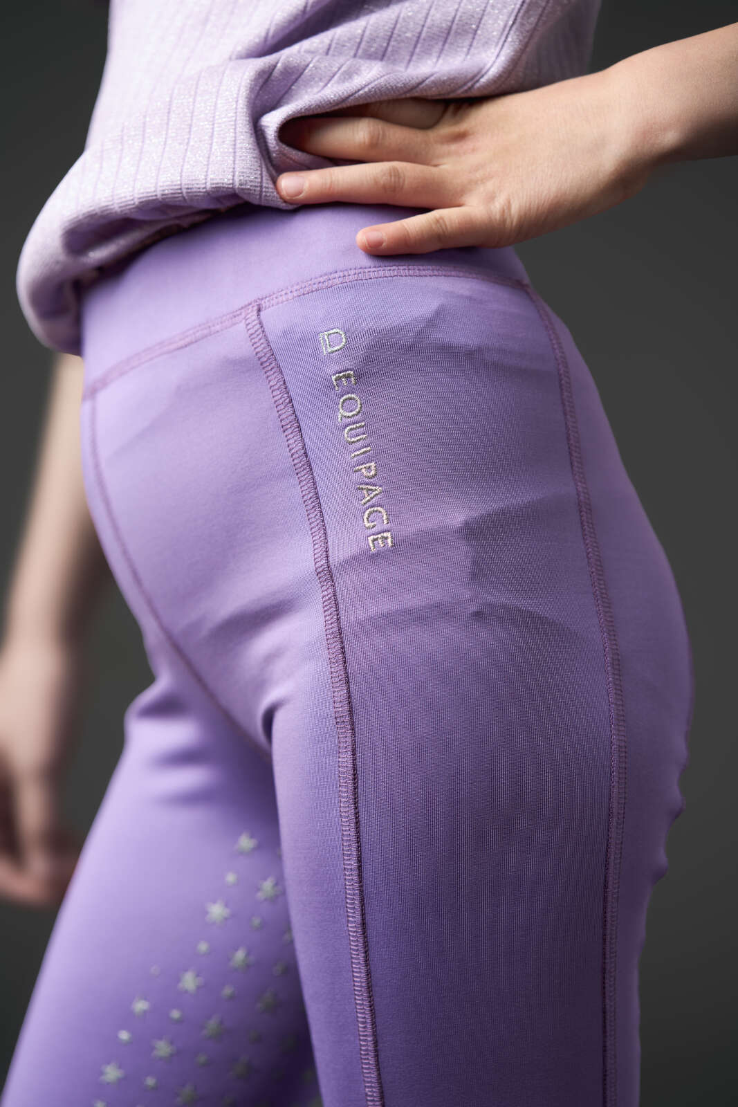 Equipage Molly Glitter-ridetights med fullgrip til børn