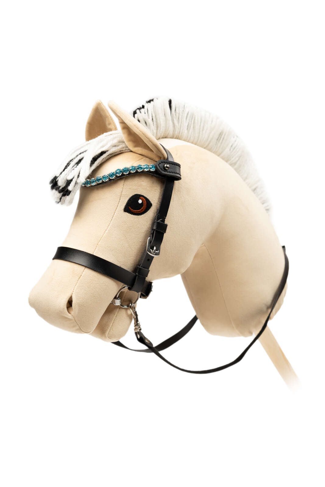 My Hobby Horse Pannband, svart med blå stenar