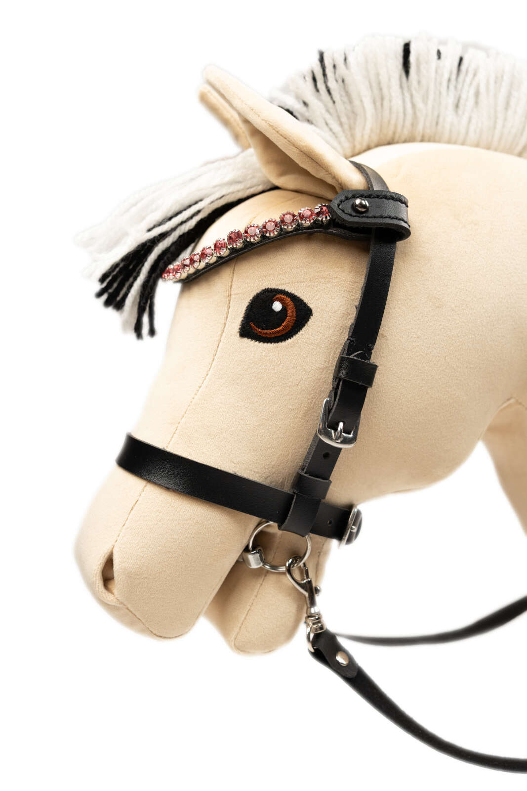 My Hobby Horse Pannband, svart med rosa stenar