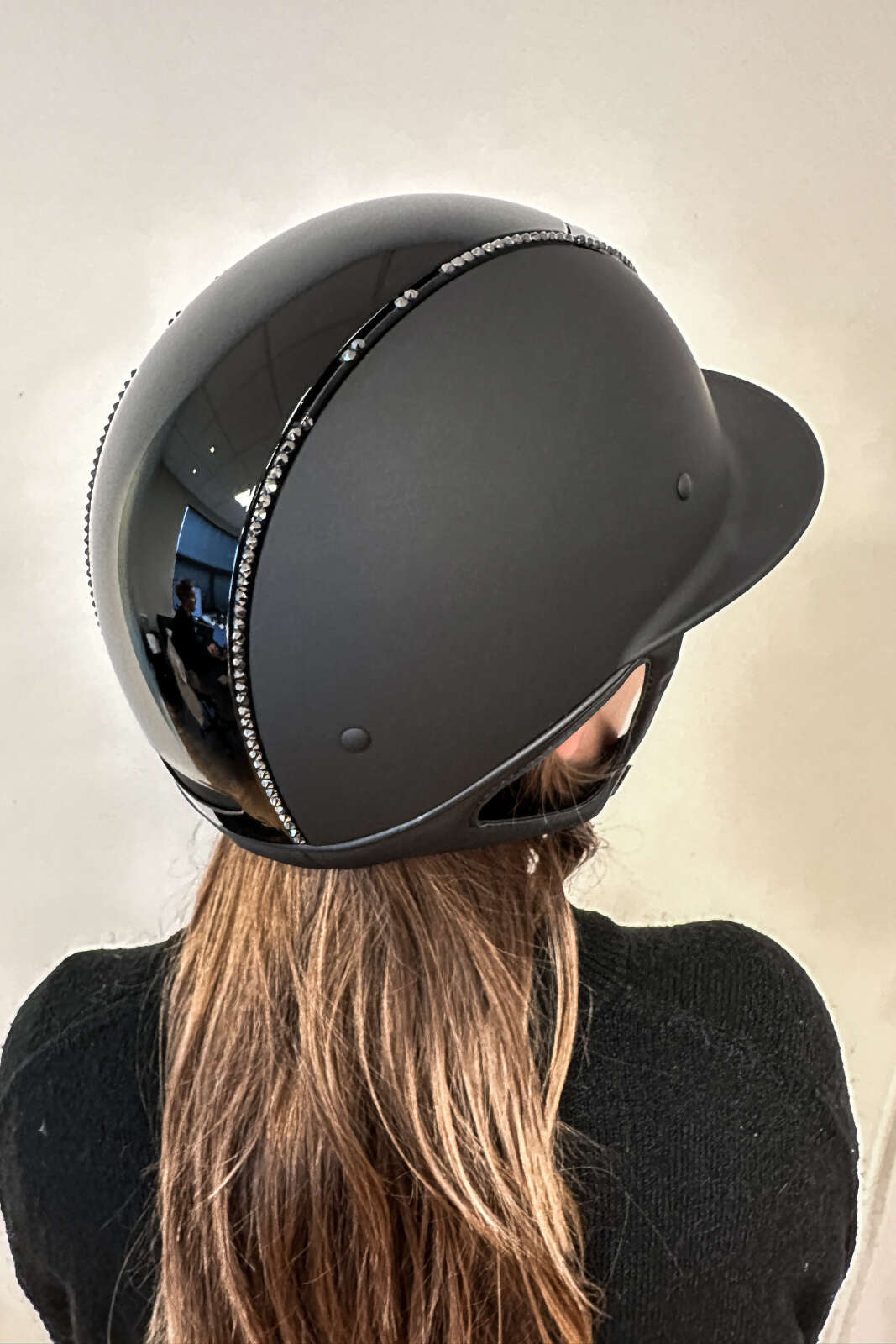 One K Avancé Lux riding helmet - Glossy top, black swarovski pipe