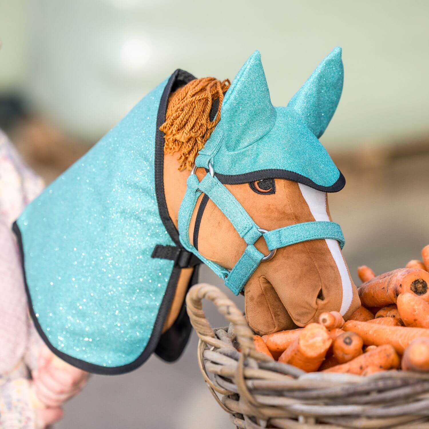 Hobby horse with rug, halter and hood