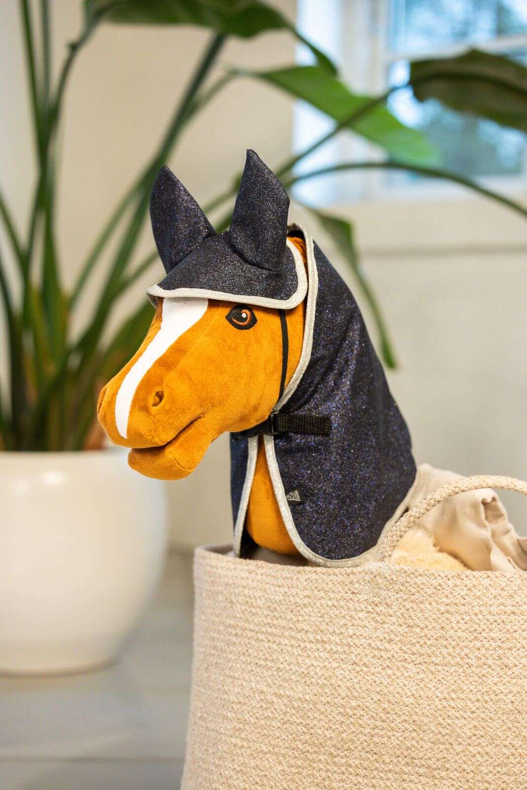 My Hobby Horse rug & ear bonnet, navy glitter