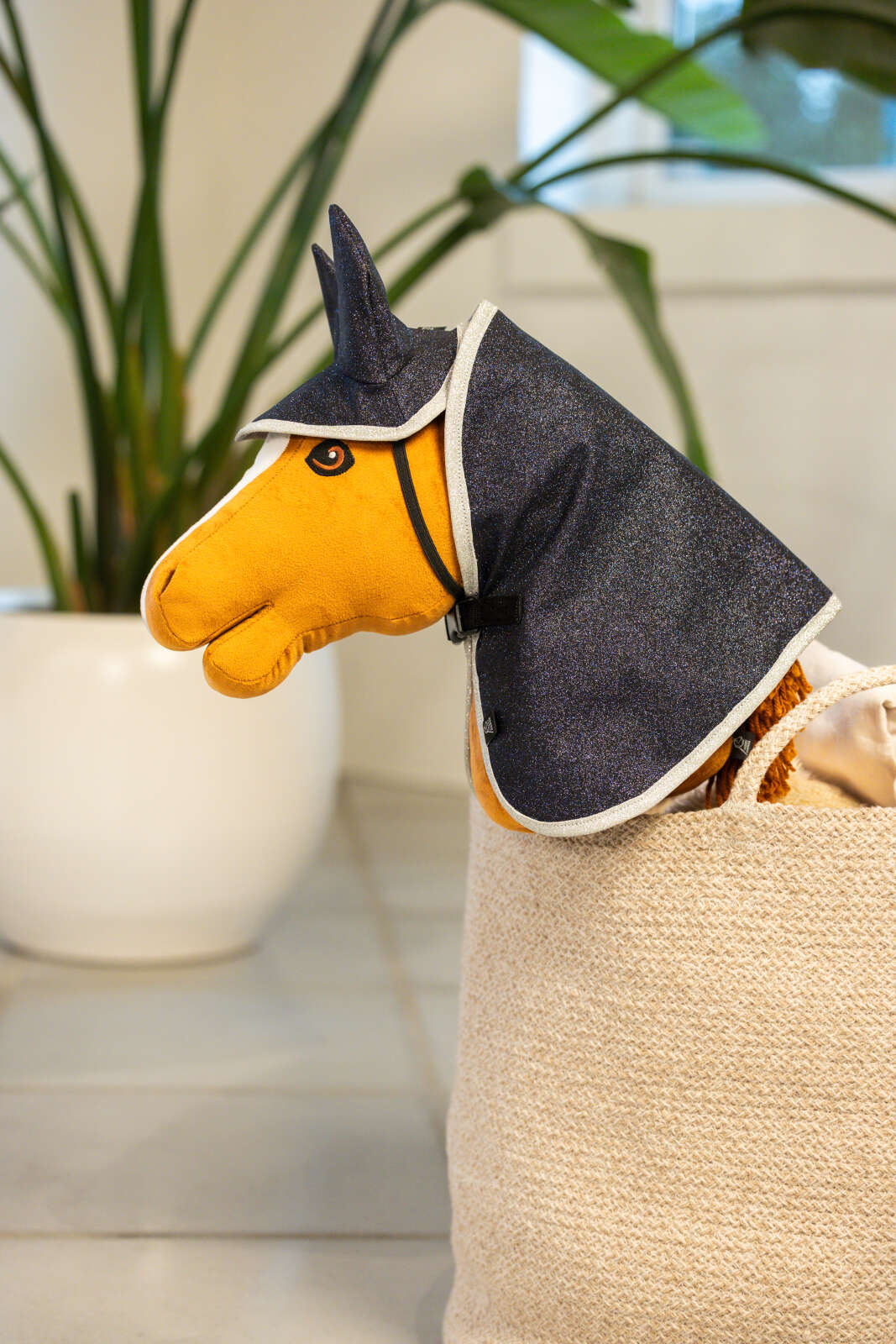 My Hobby Horse rug & ear bonnet, navy glitter