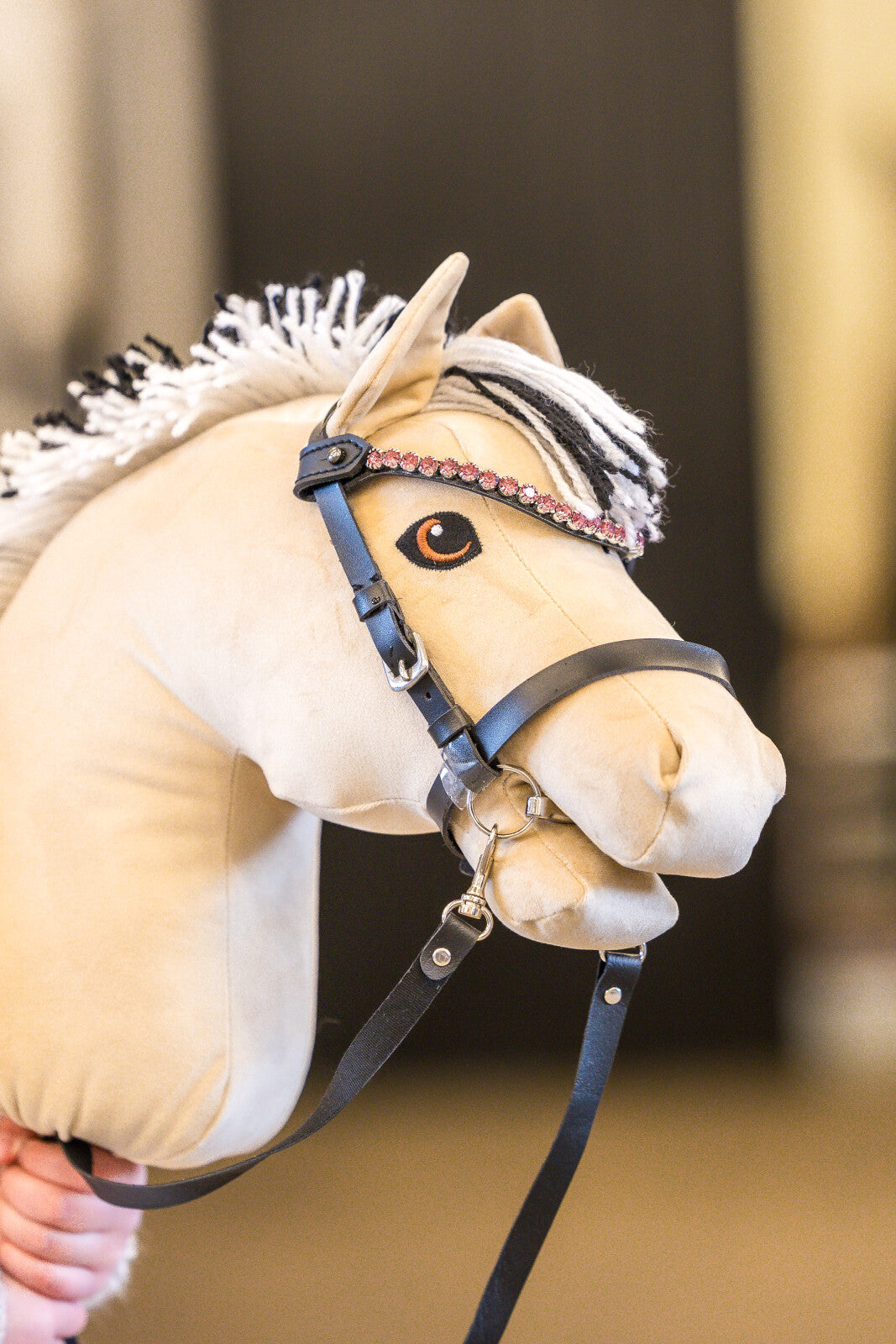 My Hobby Horse Stirnban, Schwarz mit pinken Steinen