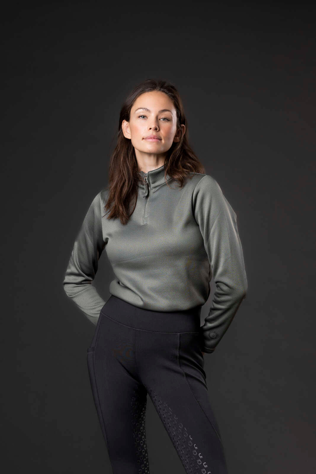 Equipage Scarlet half-zip langærmet ridebluse