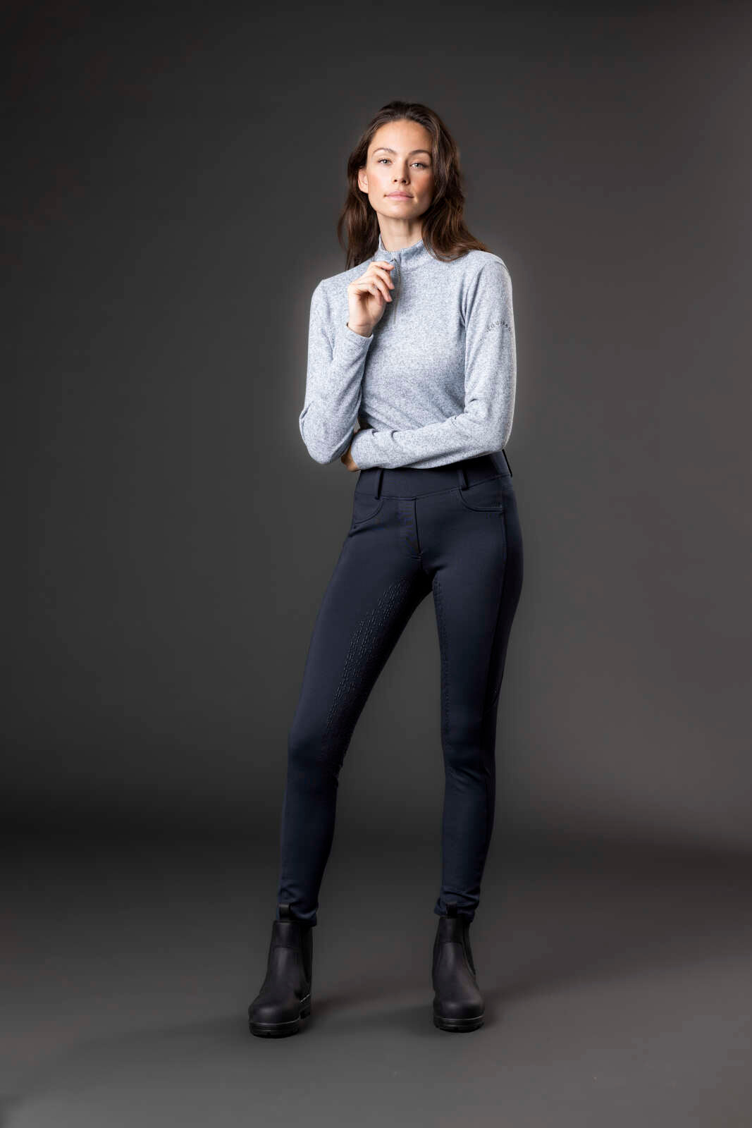 Equipage Stacey half-zip langærmet ridebluse